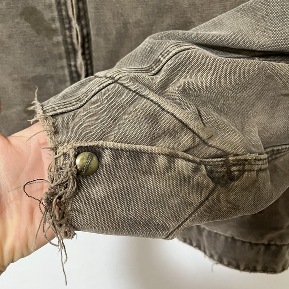 VTG Carhartt Mens Detroit Blanket Lined Canvas Jacket Size XLT Distressed‎ J97 - Picture 5 of 16